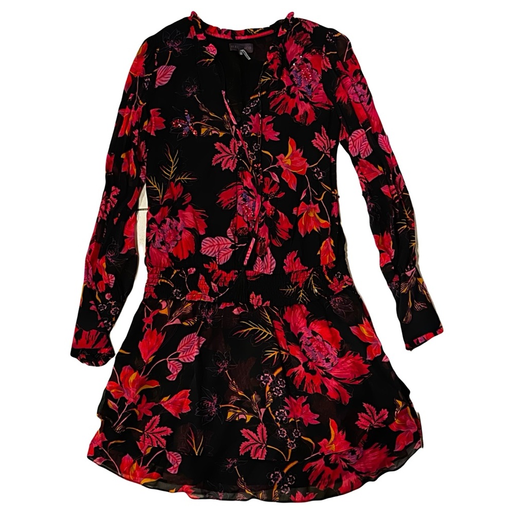 Vibrant Floral Black Dress